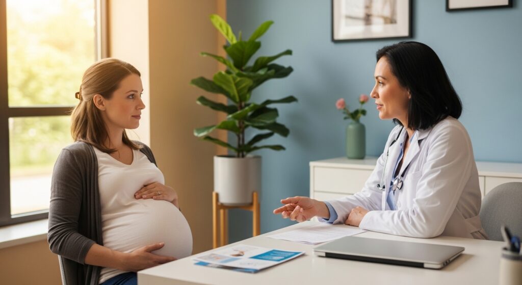 COVID vaccine in pregnancy 2026 discussion at a prenatal visit