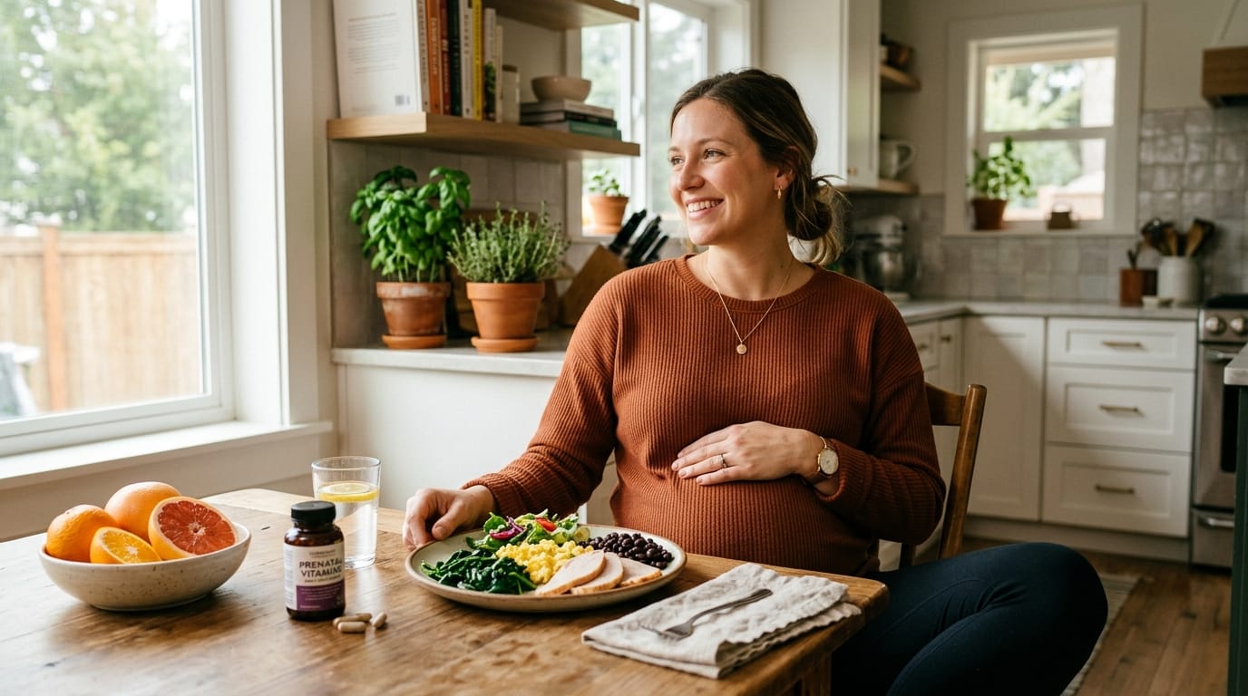 Iron deficiency in pregnancy with iron-rich foods and prenatal vitamins