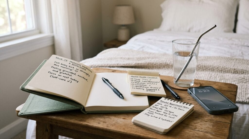 Pregnancy mental health checklist and journal for tracking mood symptoms