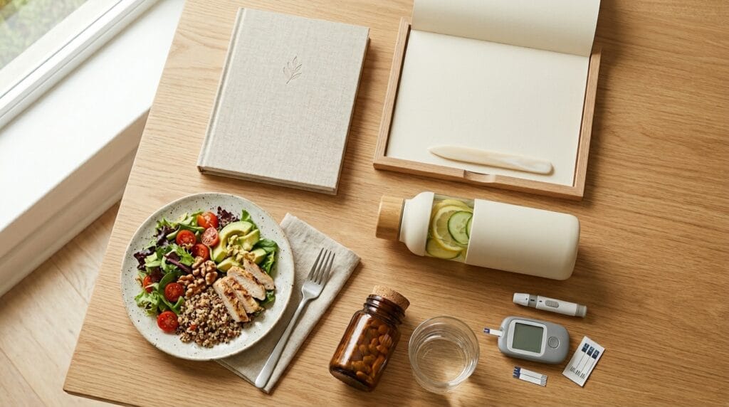 Pregnancy planning checklist with nutrition, glucose monitoring, and prenatal care items