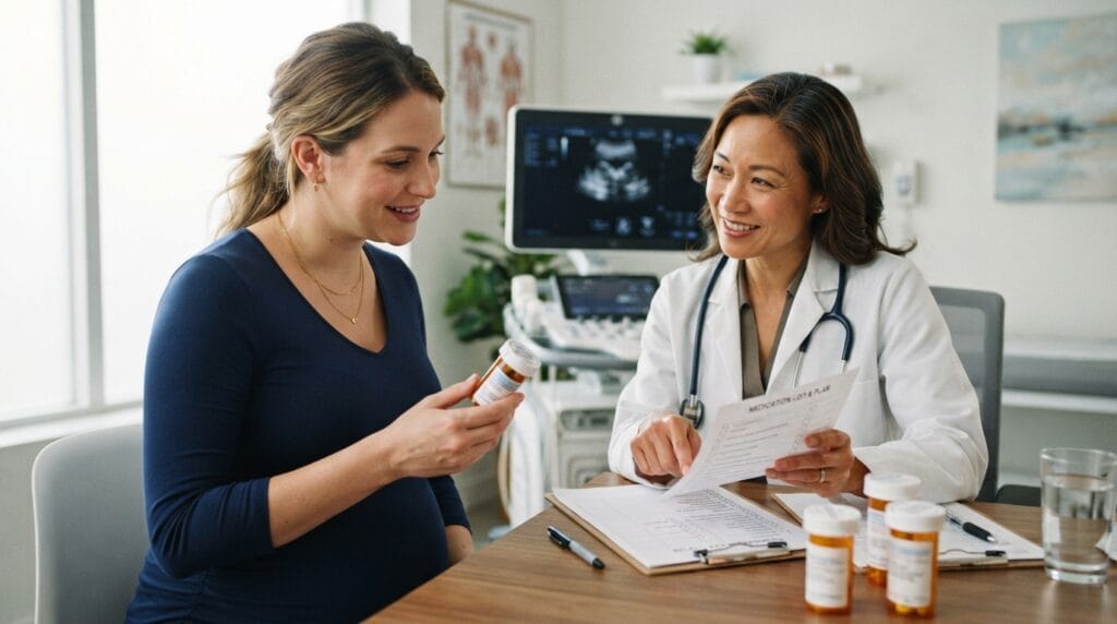 Pregnancy medication safety review during a prenatal appointment in 2026