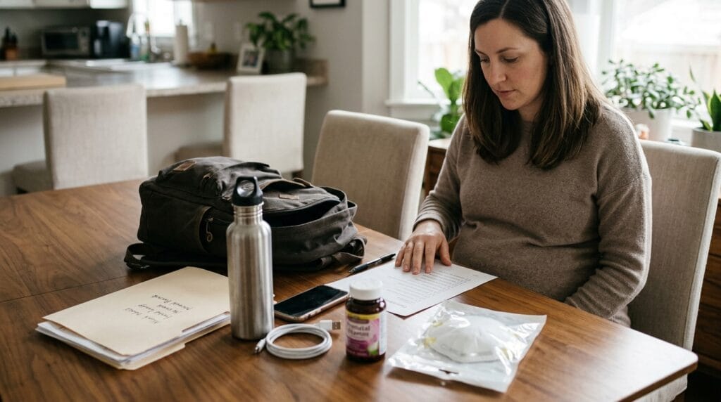 Pregnancy wildfire emergency bag and care plan