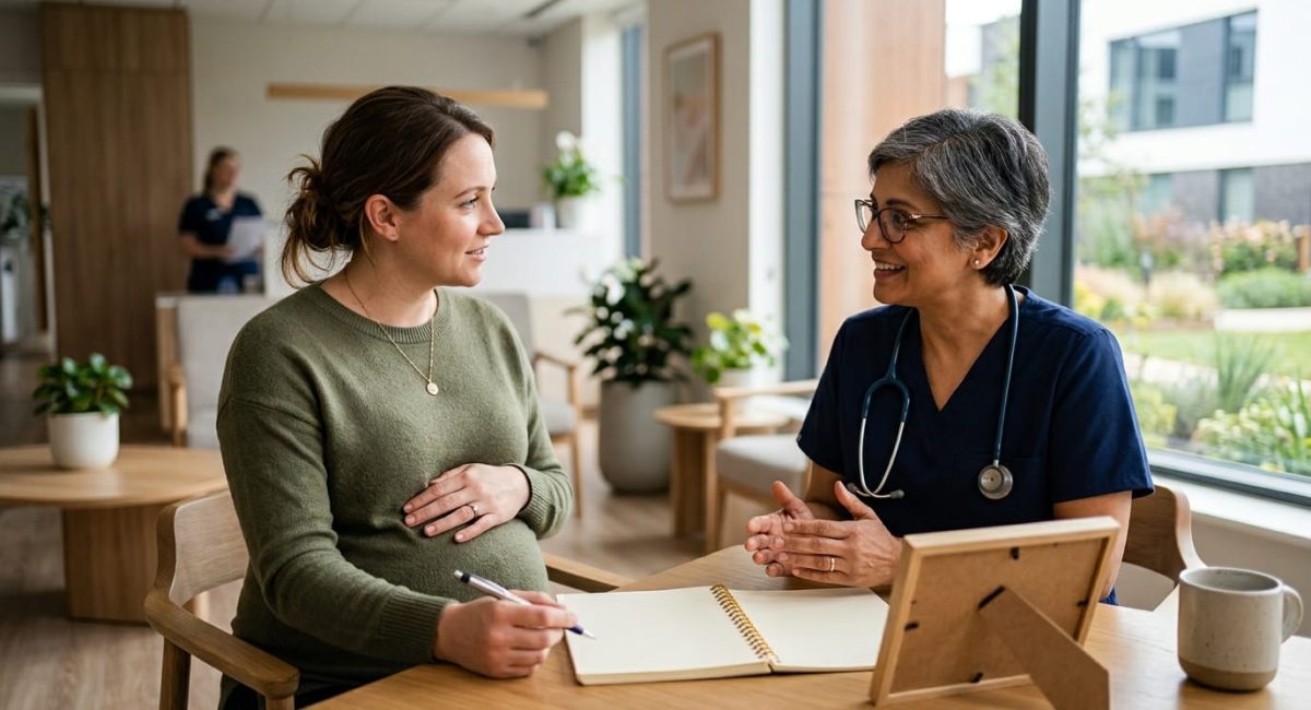 CMV pregnancy guide with expecting mom discussing cytomegalovirus prevention and hygiene habits