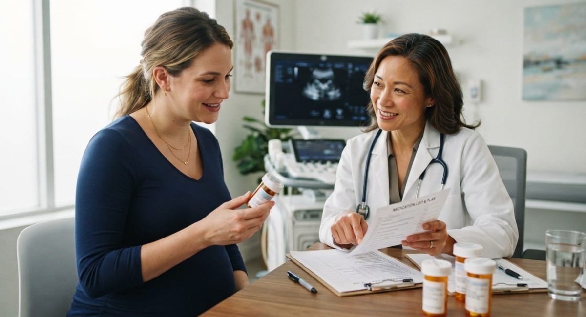 Pregnancy medication safety review during a prenatal appointment in 2026